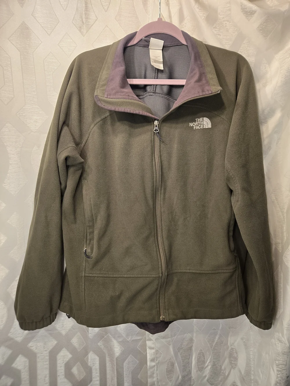 The North Face Men's Olive Green Fleece Windwall Jacket Size L